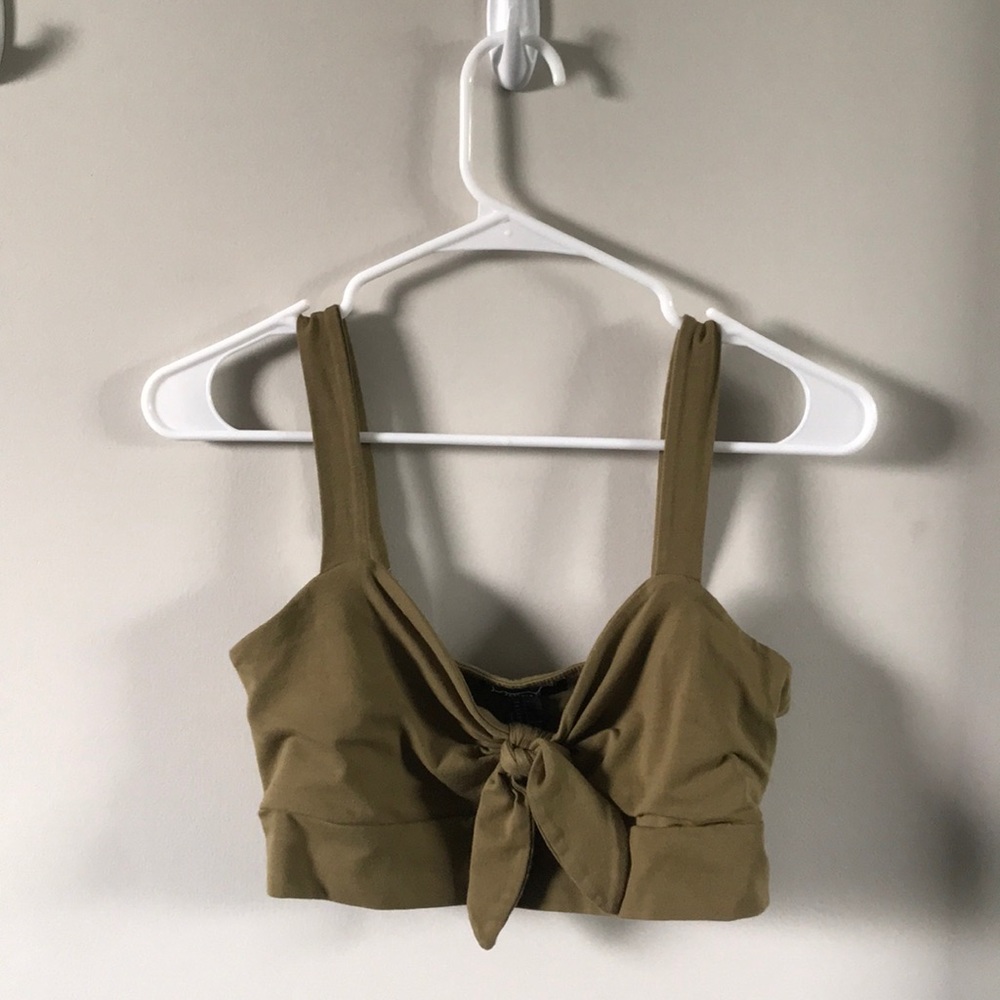 forever 21 olive green crop top